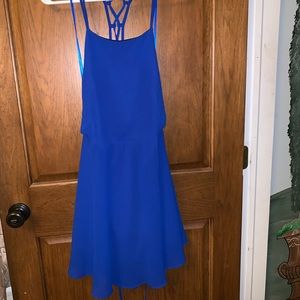 Lulu’s Blue Strappy Back Skater Dress